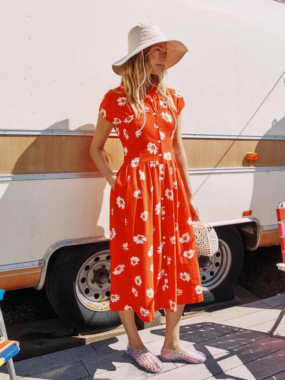 Lisa Says Gah Red/orange Daisy Joan Button-Front Dress size large NWOT